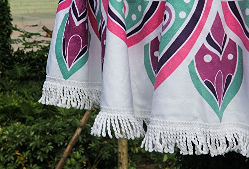 Winthome Mandala Runde Strandtuch mit Quasten-Super Soft Mikrofaser Roundie Handtuch-ursprünglicher Entwurf für Reisen / Camping / Picknick-Durchmesser 60 “ (color 1) - 5