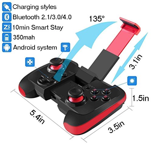 Powerlead Controlador de juego Bluetooth con vibraci  n  tiene soporte telesc  pico   Gamepad inal  mbrico
