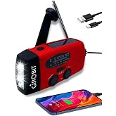 Emergency Solar Radio with Lever &ndash; Flashlight with 3 Powerful LED Lights, SOS Alarm, Charging: USB, Crank and Solar Power | A