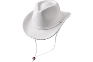 DRESHOW Chapeau Cowboy Fille Garçons Chapeau Panama Rétro Fedora Classique en Feutre avec Boucle de Ceinture Casquettes avec Cordon de Serrage Unisexes Enroulées pour Enfants 3-8 Ans