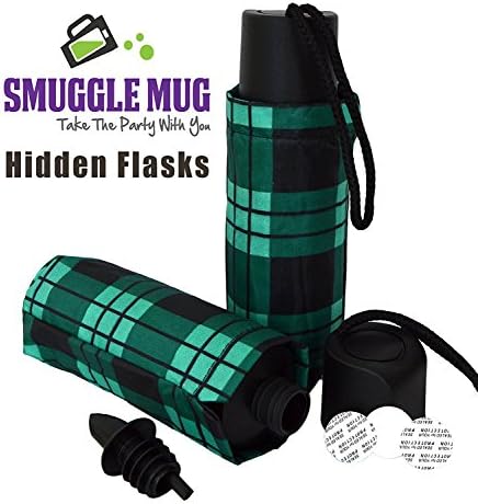Umbrella Flask 266 ml by Smuggle Mug Hidden Flask Color Choices (Green Plad)