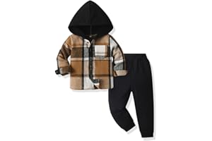 UUAISSO Vêtements Pour Bébés Tout-petits Hauts Garçons Sweat à Capuche Carreaux Pantalons Tenues D'automne et D'hiver