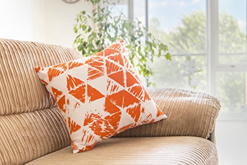 TreeWool®, (2er Pack) Ikat Dreieck Geometrische Design Baumwolle Dekoratives Kissenbezüg (Orange, 40 x 40 cm) - 6