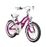 BIKESTAR Kids Bike Bicycle with sidestand and accessories for 4 year old children | 16 Inch Cruiser Edition | Violet