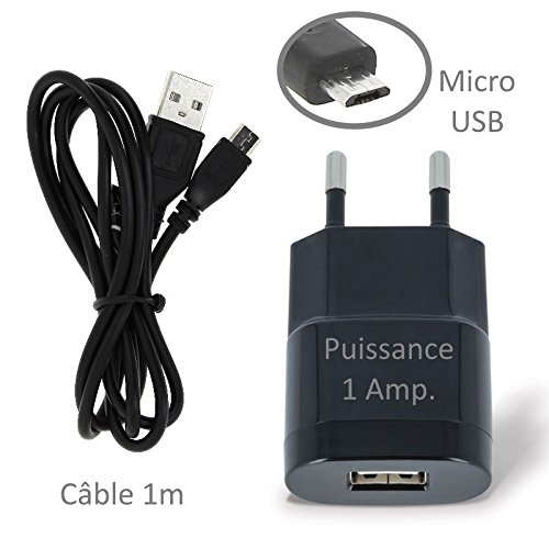 Acce2s - Chargeur Secteur USB 1A   C  ble pour WIKO Sunny 2 - Sunny 3 - Jerry 2 - Tommy 3 - View Lite - View 2 Plus - View 2 Pro - View 2 - Riff 3G - View - Harry - WIM Lite - Lenny 4 - WIM - U Pulse - Tommy 2 - Freddy - Tommy - Fever - Fever Special et  