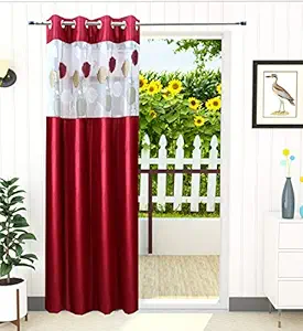 Homefab India RusselNet Modern 2 Piece Eyelet Polyester Door Curtain Set - 7ft, Maroon