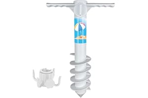 Mikytoper Beach Parasol Base, Spiral Sand Anchor for Parasols, Beach Parasol Stand Screw Anchor with Handle for Beach/Sand/Grass/Land, for 25-37 mm Poles