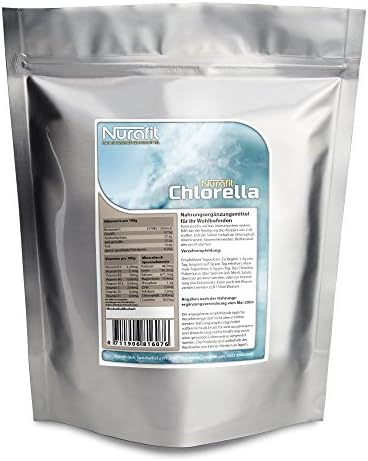 Nurafit Chlorella powder - many minerals &amp; vitamins - low carbohydrates low carb - especially delicious as green smoothie - 100% vegan, 100% natural (1kg)