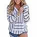 Produktbild VENMO Damen Strickpullover Rundhals Stricken Pullover Strick Strickpullis Winterpullover Strickwaren Pullis Bat Ärmel Lose Sweater Stripe Loose Tops Langarm Pullover Casual Strickwaren (L, Gray)