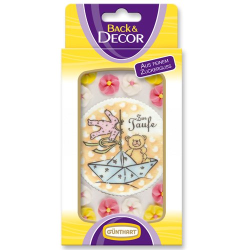 Preisvergleich Produktbild Taufe-Aufleger, Papierschiff mit Bär und Kleid