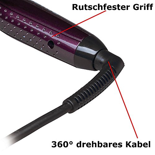 Profi Keramik Glätteisen Glätteeisen Haarglätter – Schnell Aufheizung – 360° drehbares Kabel – Fast Heating – Frisur Styling Haare violett lila schwarz - 3