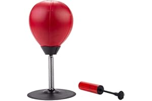 Engelhart - 704015 - Punching Ball de Bureau - Sac de Frappe Anti-Stress - Simili Cuir - Taille 17 cm x 34 cm - Mini Punching-Ball - Ballon d' Entraînement - Anti Stress - Livré avec Pompe