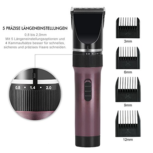 KYG Herrn Kinder Haarschneider Set Akkubetrieb Haarschneidemaschine Eletronische Profi Haar Schneider Haartrimmer Haar für Salon Braun - 5