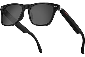 voogil Smart Glasses for Men & Women, Built-in Mic & Speakers Bluetooth Audio Sunglasses, Blue Light Filter & Polarized UV 400 Protection Lenses Open-ear Bluetooth Sunglasses for Android iOS, Black
