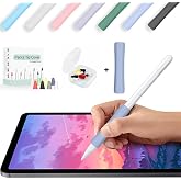 Apple Pencil 1-2 Nesil Pro USB-C Uyumlu Soft Yumuşak Silikon Kalem Tutucu ve 8'li Kalem Ucu Koruyucu Lavanta