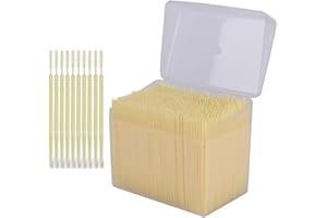 Acewen 1100 Pcs Disposable Plastic Toothpick Oral Cleaning Care Tooth Cleaning Tool or Cocktail Sticks Double Head Plastic Toothpicks Disposable Brush Toothpick