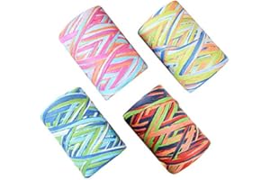 Keleily Ruban de Raphia, Ruban de Papier de Raphia Coloré de 4 Rouleaux, Ficelle de Raphia de 80M pour Noël, Emballage de Cadeaux, Décoration, Tissage, Fleuriste - Mélange de 4 Couleurs