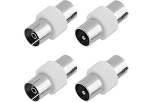 Ulmervion 4 PCS Coaxial Cable Connectors, Nickel Plated Male to Male and 2x Female to Female Aerial Connectors for Optimal Signal, Coaxial Adapters Kit, Suitable for Use with Most TV Aerial Setups