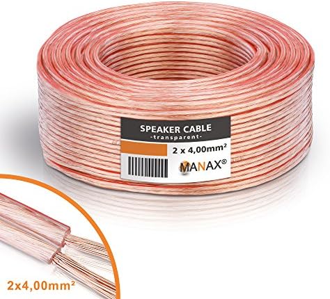 Manax® loudspeaker cable, 2 x 4.0 mm², CCA transparent, 10 m roll