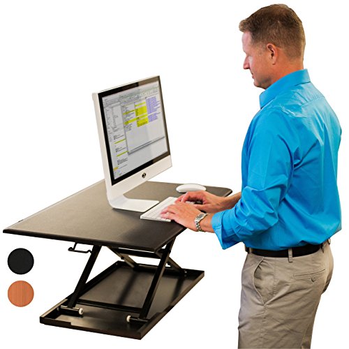 AirRise Standing Desk Hub Sit Stand Desk Converter Adjustable to any height; Computer Workstations for Home and Office Use (Black)