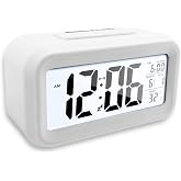 Nutabevr Digital Alarm Clock for Bedrooms with Thermometer, Alarm, LCD Backlight, Battery Operated Bedside Clock, with Snooze