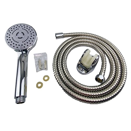 JJOnlineStore – 2 m/6.6 ft Handheld Badezimmer Dusche Kopf Flexible Schlauch Rohr chrom Set Bad Halterung 3 Modus mit Beschlägen - 3