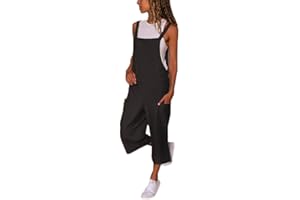 HAOLEI 2024 Damen Overall Aus Baumwolle Und Leinen, Günstig Latzhose Lässig Modisch, Jumpsuit Sommer Elegant Schick, Ärmelloser Cargo-Overall, Sommerhose Leicht Und Luftig, Romper Locker Atmungsaktiv