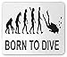 Produktbild WYICPLO Scuba Mouse Pad, Monochrome Human Evolution Theme with Born to Dive Quote Deep Sea Adventure, Standard Size Rectangle Non-Slip Rubber Mousepad, Black and White