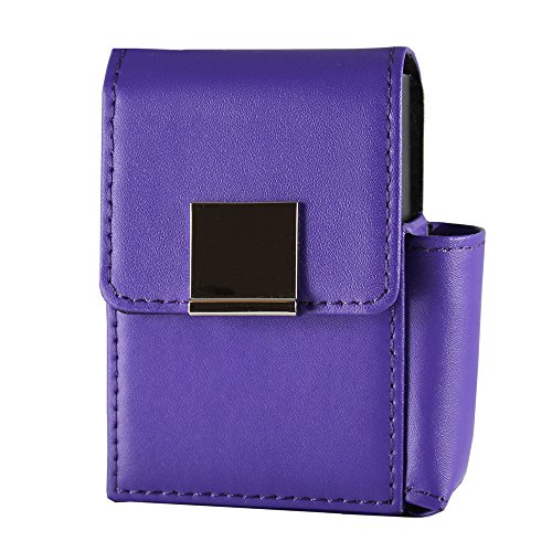 Cigarette Case 20 - with Lighter Compartment for 20 Cigarette Box – Standard Length - King Size (purple)