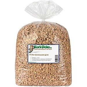 10 Liter Korkgranulat, GROB (4-12 mm) (Kork-Substrat, Kork-Schrot) für Terrarien (Reptilien), Terrariensubstrat