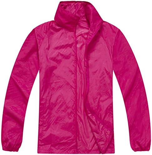 Mochoose Women's Super Lightweight Rainwear Outdoor Hoodie Packable Jacket Quick Dry Windbreaker Waterproof UV Protect Skin Coat(Rose Red,L)