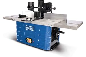 Scheppach Fresatrice da tavolo HF60, 230 V, 1500 W, pinze da 6/8/12 mm, altezza mandrino max. 40 mm, regolazione variabile della velocità da 11500 a 24000 min-1, con estensioni da tavolo