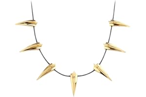 ABITONCC LEECCO Chic Stainless Steel Necklace for Black Panther Cosplay New Wakanda King T'Challa Pendant Necklace Halloween Party (Golden Plated), Metal Leather