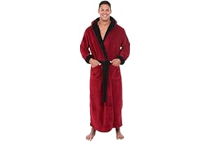 Susenstone Hommes Luxe Doux Corail Peignoir Homme Capuche Grand Taille 100% éPonge Coton Robe De Chambre Polaire