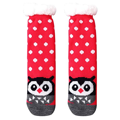 LWRhome Calcetines forrados de lana gruesa de invierno largo Calcetines de piso de dibujos animados suaves cálidos y suaves (F)