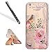 Produktbild iPhone 6S Plus Silikon Handy Hülle,Leeook Elegant Retro Floral Schön Vogel Rosa Blume Crystal Soft Clear Case Electroplate Plating Rose Gold Frame Scratch-Resistant Bumper Soft Rückseite Cover Tasche Ultradünne Galvanisiergeräte Weicher Gel TPU Tasche Schutzhülle Hülle Tasche für Apple iPhone 6 Plus / 6S Plus (5.5 Zoll) + 1 x Schwarz Eingabestift-Bird Pink Flower
