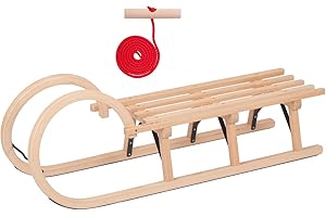 KS-DIREKT Holzschlitten 110cm Schneeschlitten Schlitten Davoser Schlitten Hörnerschlitten