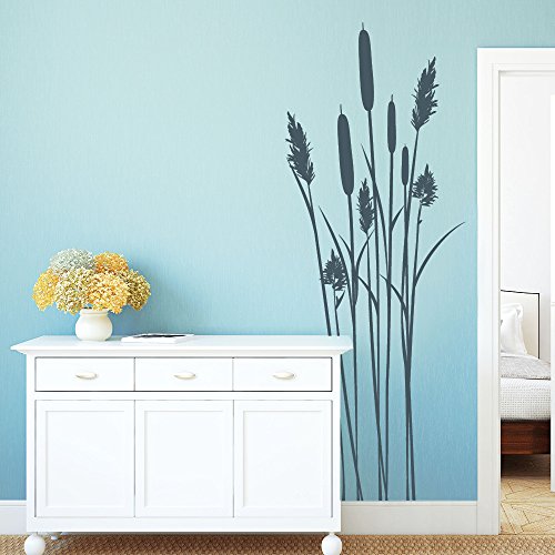 Wandtattoo Loft Wandaufkleber Schilf Bambus Strauch – Wandtattoo / 49 Farben / 2 Größen/ Wandsticker zur Dekoration von z.B. Badezimmer oder Schlafzimmer / grau / 35 cm breit x 93 cm hoch - 3
