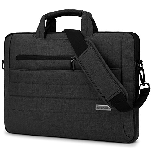 BRINCH 15,6 Zoll Multifunktional Laptop Schutzhülle Portable Umhängetasche Messenger Bag mit Schulterriemen und Griffe Aktentasche für 15 - 15,6 Zoll Laptop / Notebook / MacBook / Ultrabook / Chromebook / Tablet Computers /Apple / Acer / Asus / Dell / Fujitsu / Lenovo / HP / Samsung / Sony / Toshiba, Schwarz