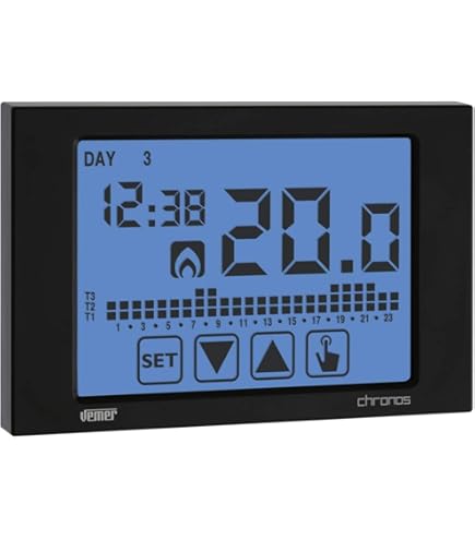 VEMER THALOS TOUCH - Termostato Elettronico Da Parete Con Display Multicolore Nero