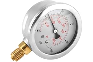 Manometro idraulico - BiuZi 0-250Bar 0-3750PSI G1 / 4 63mm idraulico Misuratore pressione acqua Attacco filettato inferiore
