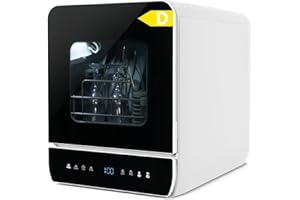 eklipt Mini Geschirrspüler für 3 Gedecke, Tischgeschirrspüler mit 7 Programme mit Trocknungsfunktion, mit/ohne Wasseranschluss Benutzbar, Spülmaschine 4.8L, Touch Control für Wohnmobile Wohnungen