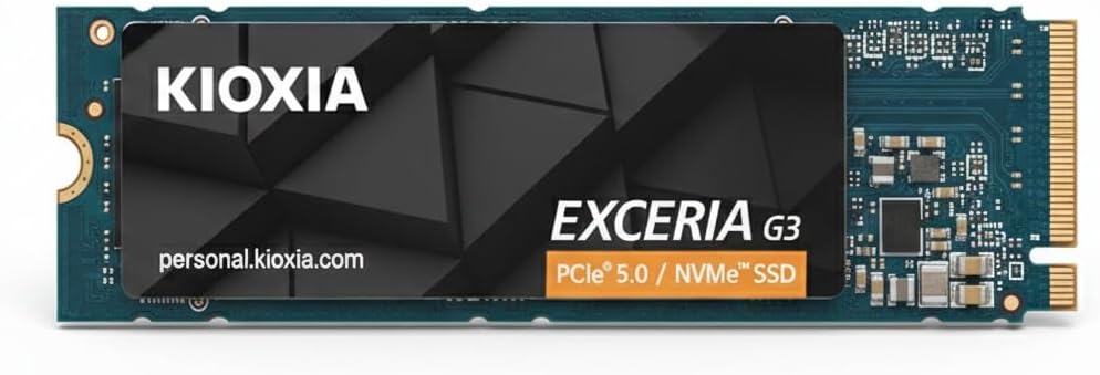 KIOXIA EXCERIA G3 2TB NVMe SSD – M.2 2280, PCIe Gen5 x4, 10000MB/s Okuma, 9600MB/s Yazma