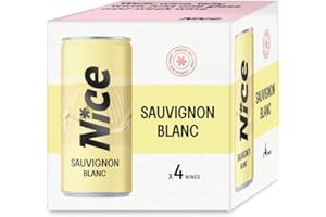 Nice Sauvignon Blanc, Spanish Wine in a Can, Dry, Crisp, Peachy White Wine from La Mancha, Always Good to Go, 4 x 187ml Canned Wine