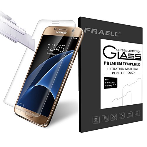 Samsung Galaxy S7 Folie, Galaxy S7 Schutzfolie, Fraelc® Panzerfolie [Full Screen Coverage] 9H Hartglas Displayschutzfolie für Samsung Galaxy S7 (Transparent)