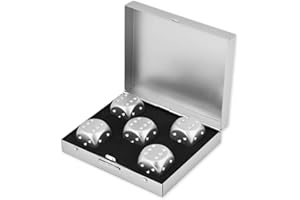 SCSpecial Dadi in Lega di Alluminio 5 Pezzi - Portatili da 16 mm Con Cassa Quadrata a 6 Lati per Bere Party Game - Argento