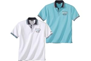 ATLAS FOR MEN - Lot de 2 Polos Homme - Manches Courtes - Disponible en Grandes Tailles du M au 5XL