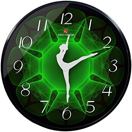 cleck 12 Inch Ballet Dance Dance Room Decoration Creative Clock Clock Clock Flower Art Personality Simple Yoga,12 Inches,Flower Series (Ye Lv)