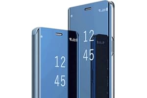 FCIAEYTOU für Samsung S25 Ultra Hülle Clear View Spiegel Handyhülle für Samsung Galaxy S25 Ultra Flip Case Handytasche Schutzhülle Leder Klappbar Hard PC Stoßfest Cover Ständer Klapphülle Hüllen 5G (Blau)