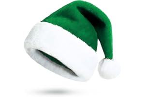 KONVINIT Xmas Hat Christmas Hat for Adult Deluxe Plush Santa Hat with a Faux Fur Pompom on top and wide for Santa Costume